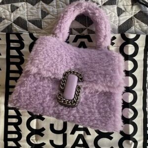 Marc Jacobs Womens The St Marc Mini Top Handle Satchel Crossbody Faux Fur Lilac